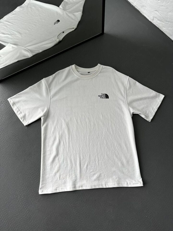 %100 Penye Kumaş The North Face Baskılı Oversize T-shirt (Beyaz)