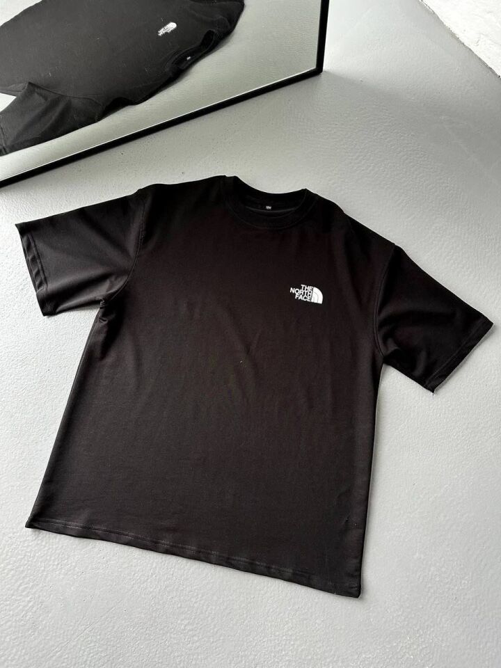 %100 Penye Kumaş The North Face Baskılı Oversize T-shirt (Siyah)