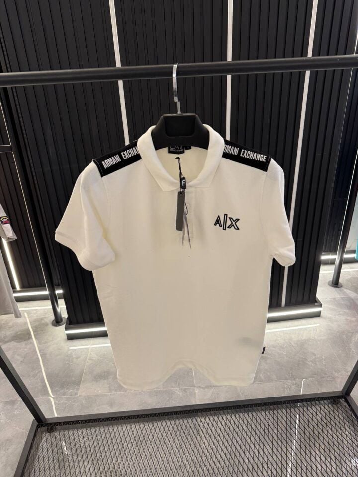 Armani Exchange Beyaz Polo Yaka T-shirt