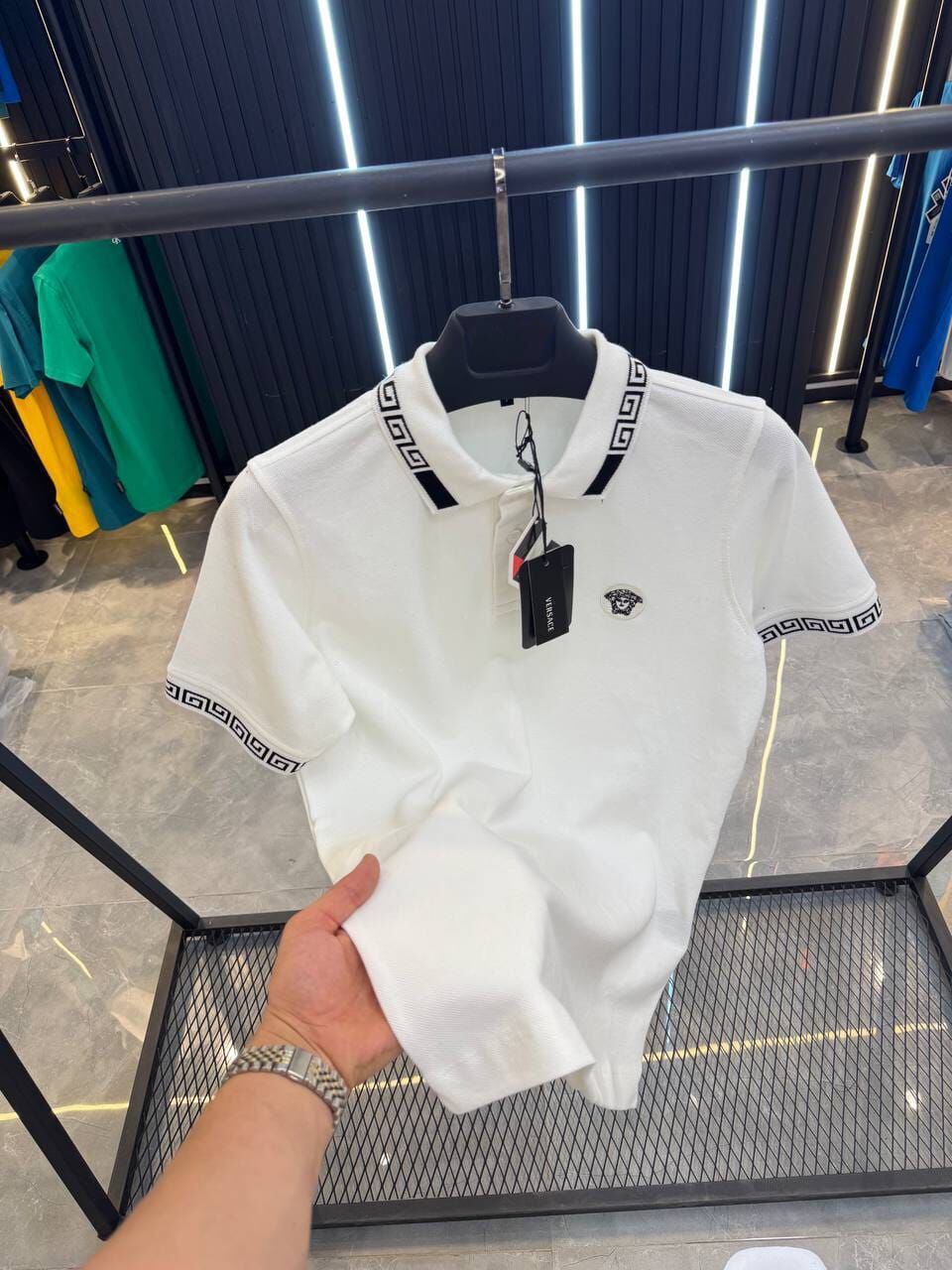 Versace Beyaz Polo Yaka T-shirt